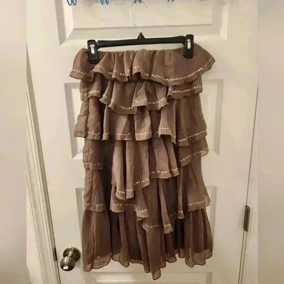 Ya Los Angelous Brown Layered Skirt/Dress Size Small, Stretchy Waist - Picture 1 of 7